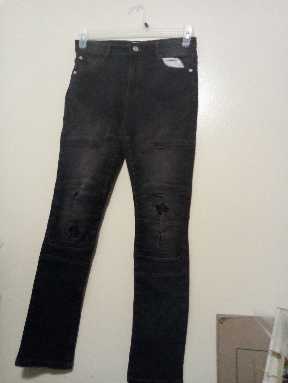 Nova Kids Boys Black Distressed Slim Jeans Size 16 A-37